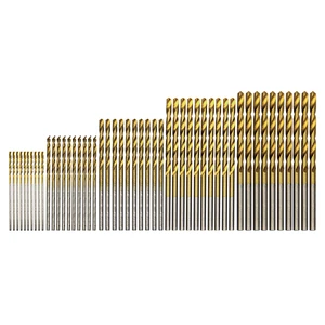 50pc titanium plated twist drill set 1-3mm small drill bit electric drill drilling set DIY woodworking drilling and opening tool