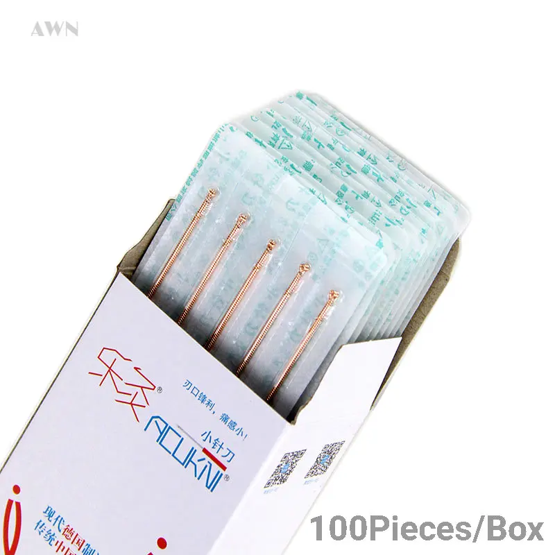 100pcs/pack Copper Handle Small Knife Blade Acupotomy Accupuncture Therapy Sterilization Acupuncture Needles Sharp