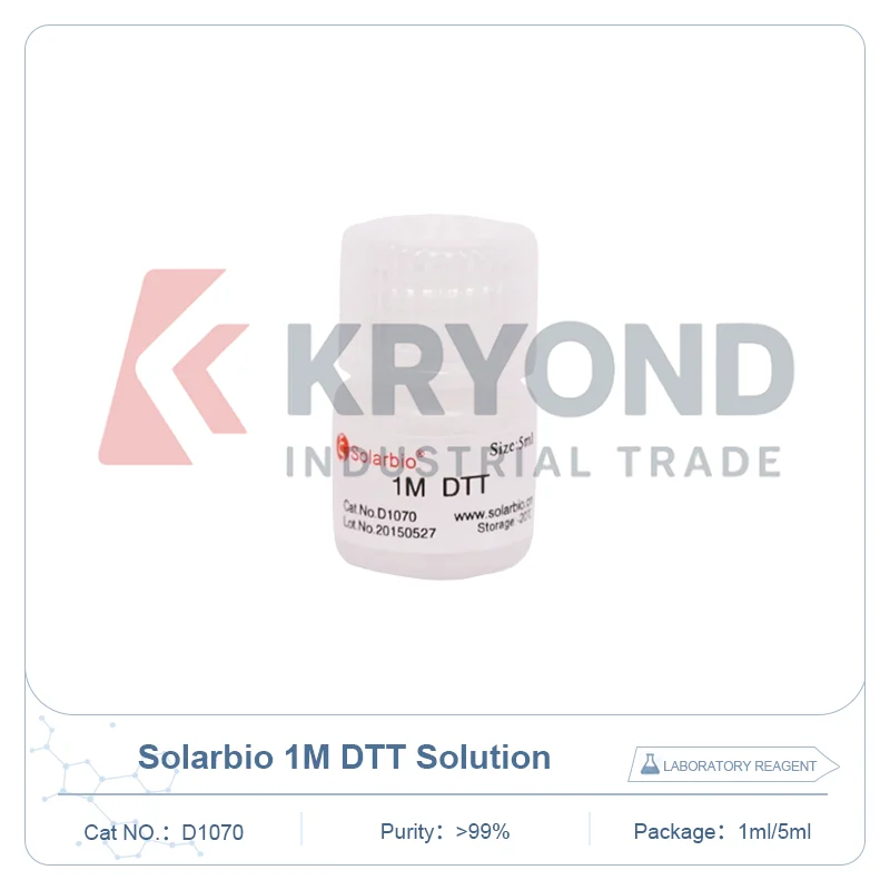 

Solarbio 1M DTT Solution D1070 1ml 5ml Reducing Agent for Protein Sample Preparation Laboratory Biochemical Research Testing Use