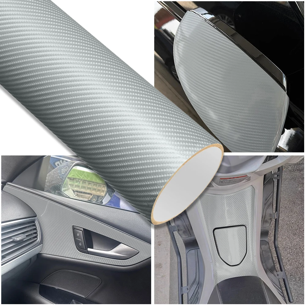 

50 см 4D углеродное волокно серебряного цвета автомобильная виниловая пленка без пузырьков воздуха крышка авто модификация наклейка аксессуары для мотоциклов