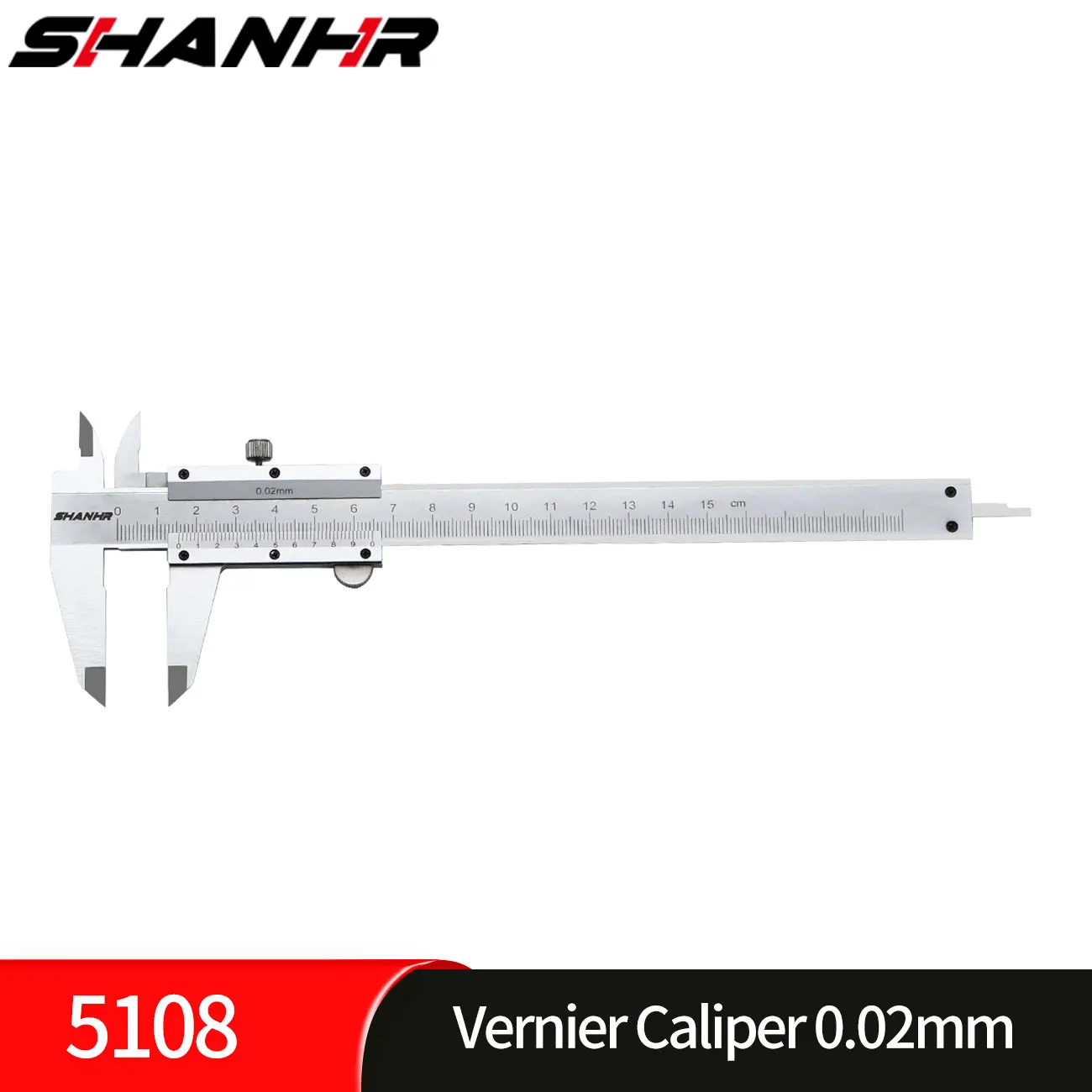 SHANHR Professional Carbon Steel Vernier Caliper 0.02mm Mechanical Analog Caliper Measuring Tool