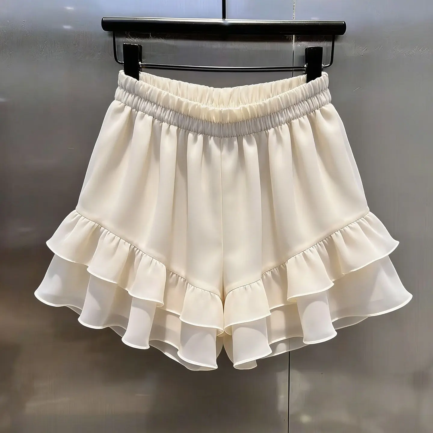 Women's Ruffle 2026 Summer Sweet Spice Girl Fashion Apricot Shorts