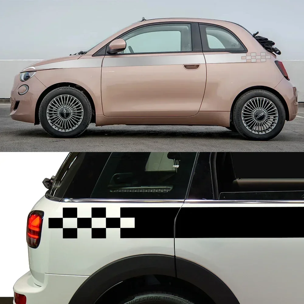 For Fiat 500 Car Sticker Door Side Decal Kit Waterproof Decals Auto Sticker Styling Wrap Vinyl Film Car Exterior Accessories