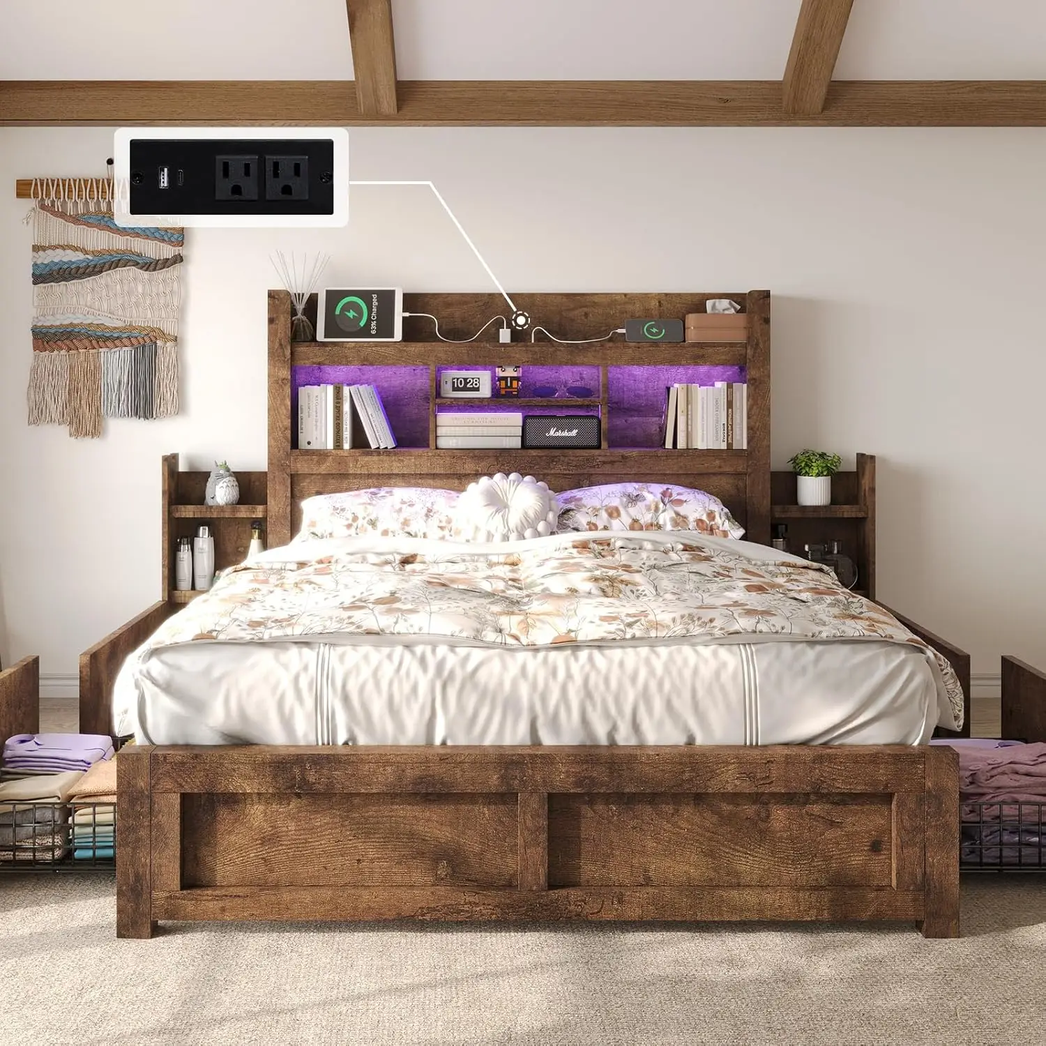 Queen Bed Frame With 49.6