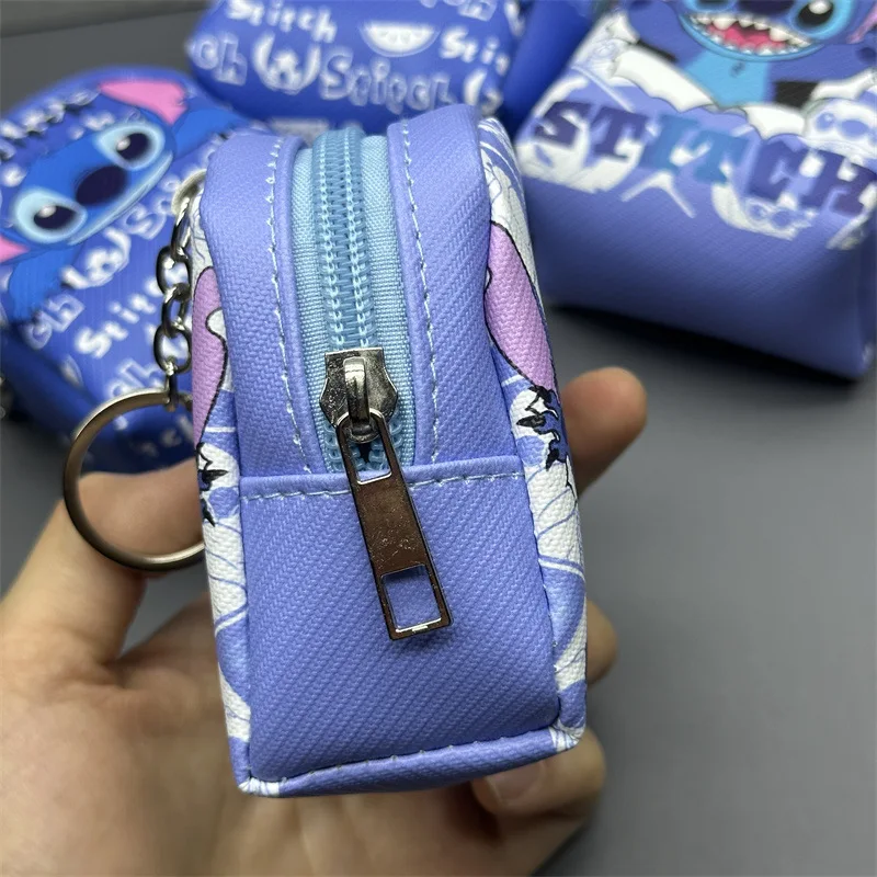 Disney Lilo and Stitch Mini Wallet Cute Keychain Anime Accessories Headphone Cosmetic Storage Bag Gift Items for Children Party