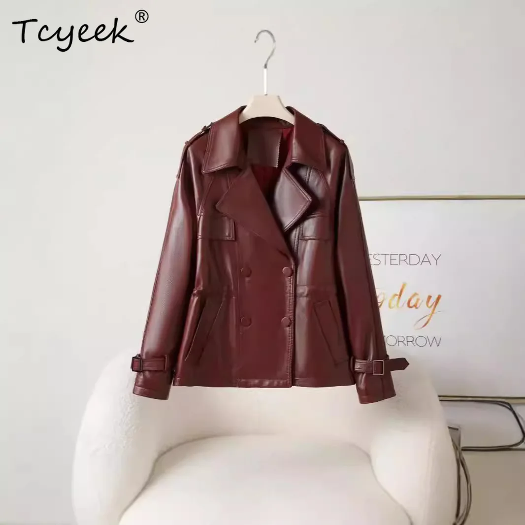 Tcyeek peau de mouton douce printemps automne costume à la mode col manches Raglan veste en cuir véritable pour femme Ж Dönishiжаğlulari Куртка