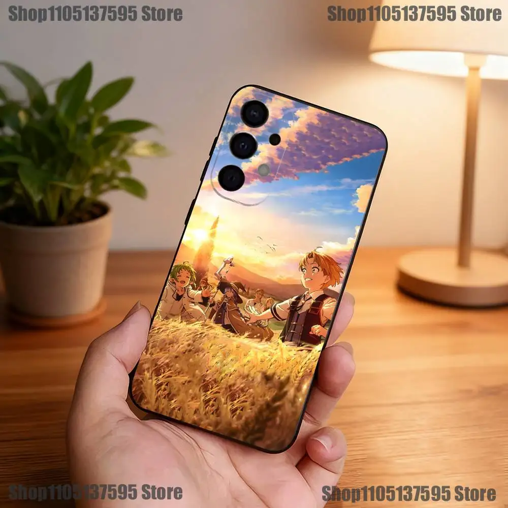 حافظة هاتف Mushoku Tensei التناسخ العاطلين عن العمل لهاتف سامسونج S25، S24، S21، S22، S23، S30، Ultra، S20، Plus، Fe، Lite، 5G غطاء أسود