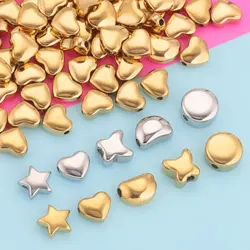 10pcs Stainless Steel Start Beads Loose Bead for Jewelry Making Heart Butterfly Beading Spacer Beads For Bracelets Charms