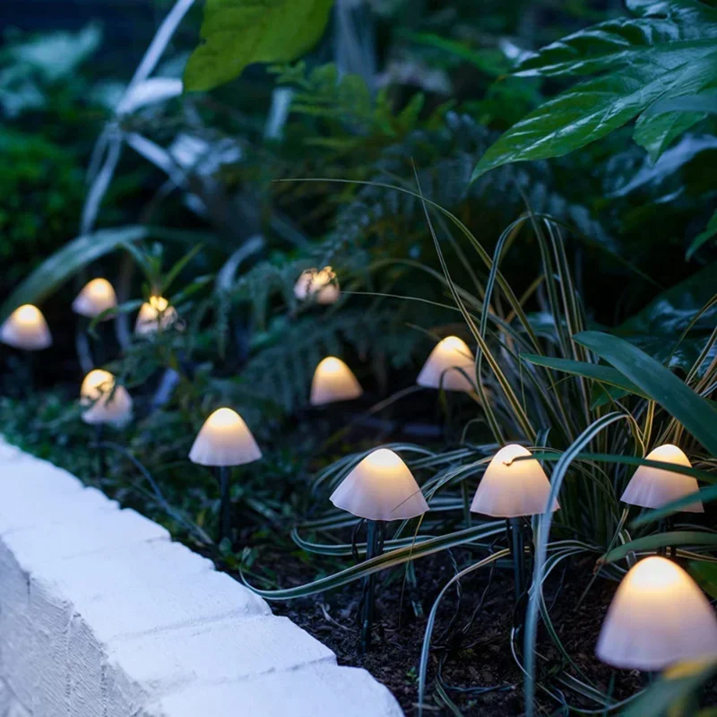 

10/20/30leds Mushroom Solar Lights Outdoor Waterproof 8 Mode Solar Pathway Lamp Fairy Garden Backyard Lawn Christmas Party Decor