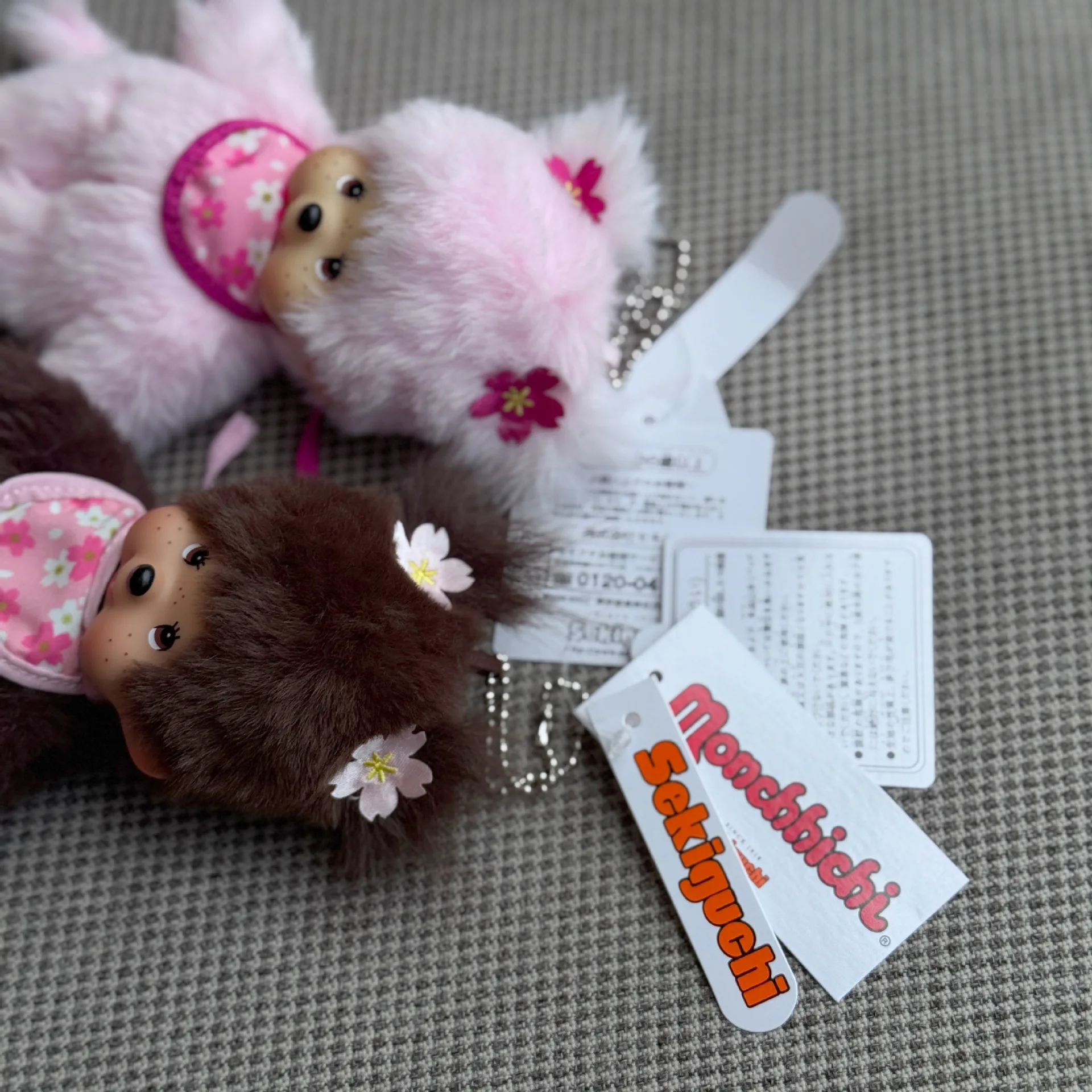 Cute floral bib, Mengqiqi plush keychain pendant, couple style hanging decoration gift
