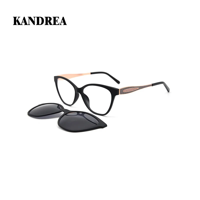 

KANDREA Vintage Cat Eye Polarized Sunglasses Women Magnet Clip On Luxury Optical Myopia Prescription Eyewear High Quality 953