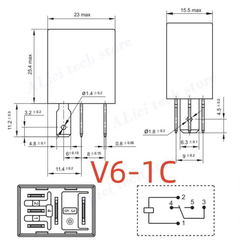 Relè per auto originale MITSUBA RC-5102, uno aperto e uno chiuso, 5 pin 12V