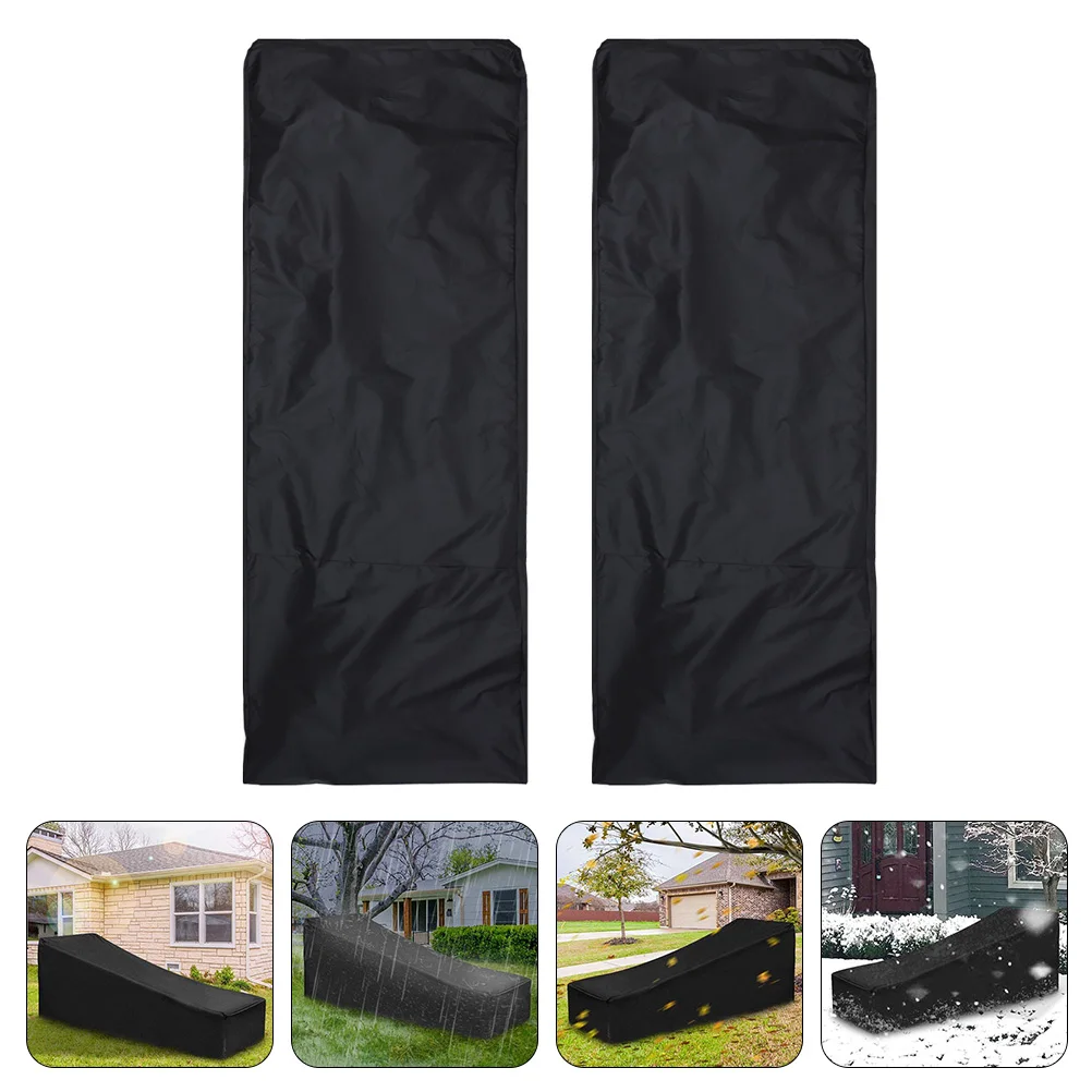 

2pcs Beach Chair Cover Outdoor Waterproof Dust Proof Furniture Protector Black Patio Covers Long Service Time Easy Clean
