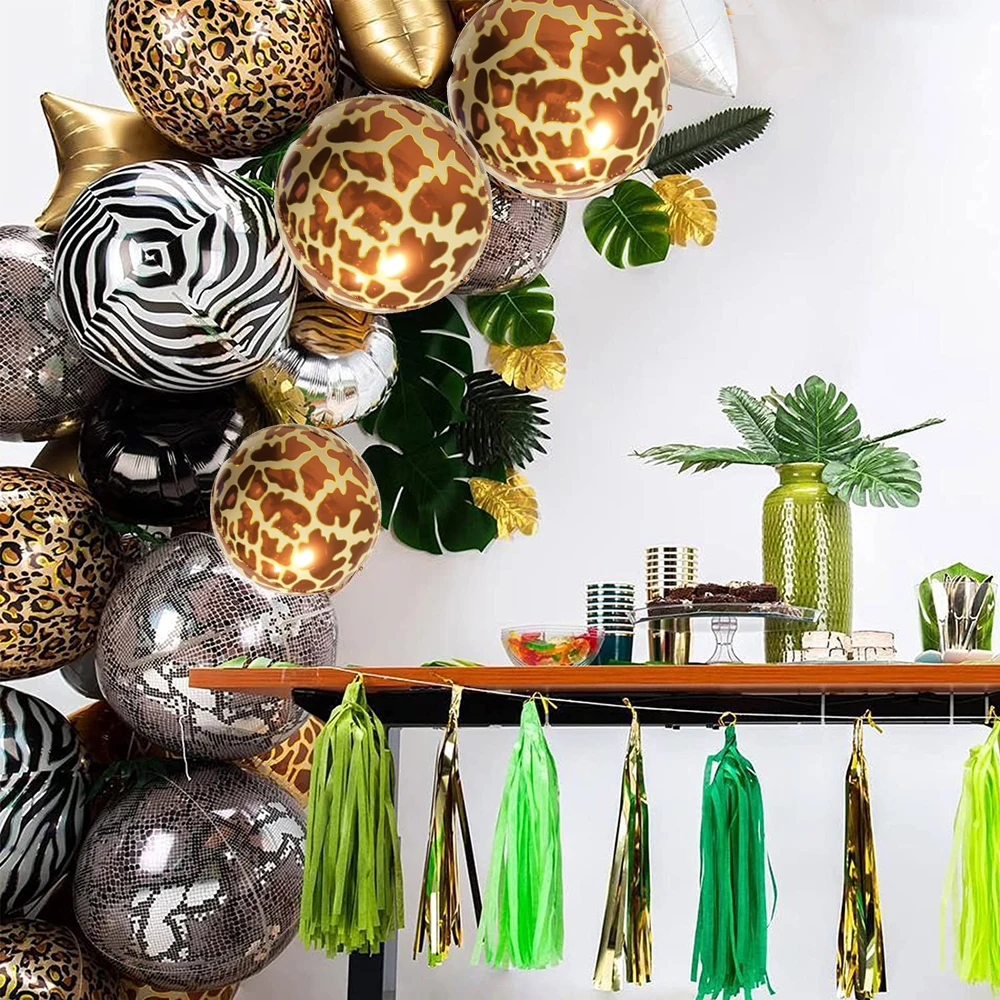 4/10 Stücke 22 Zoll 4D Runde Tier Gedruckt Leopard Zebra Tiger Giraffe Folienballons Dschungel Safari Geburtstag Luftballons Party Decor – Detail 16