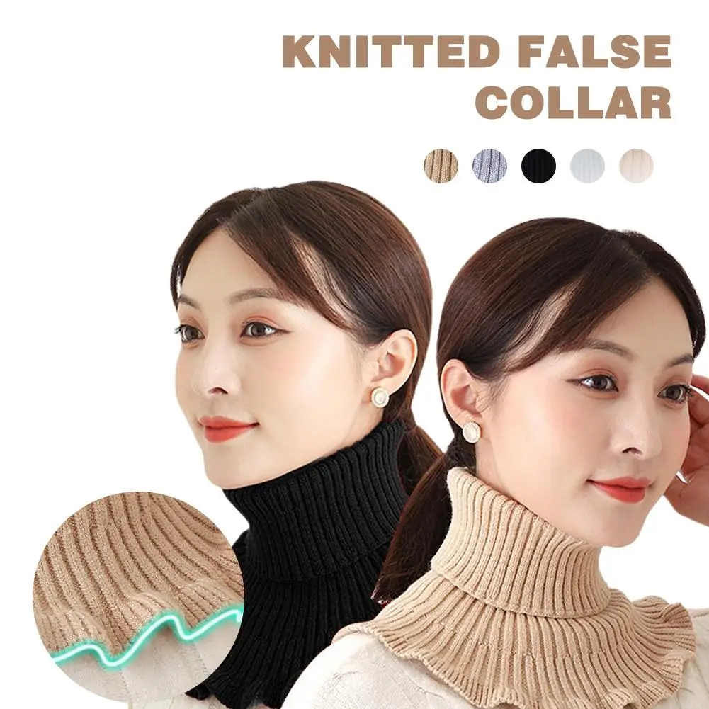 Warm Knitted Collar Scarf Women Turtleneck Knitted False Fake Collar Detachable Scarf Warm Winter Windproof Wrap Scarf Ruffles