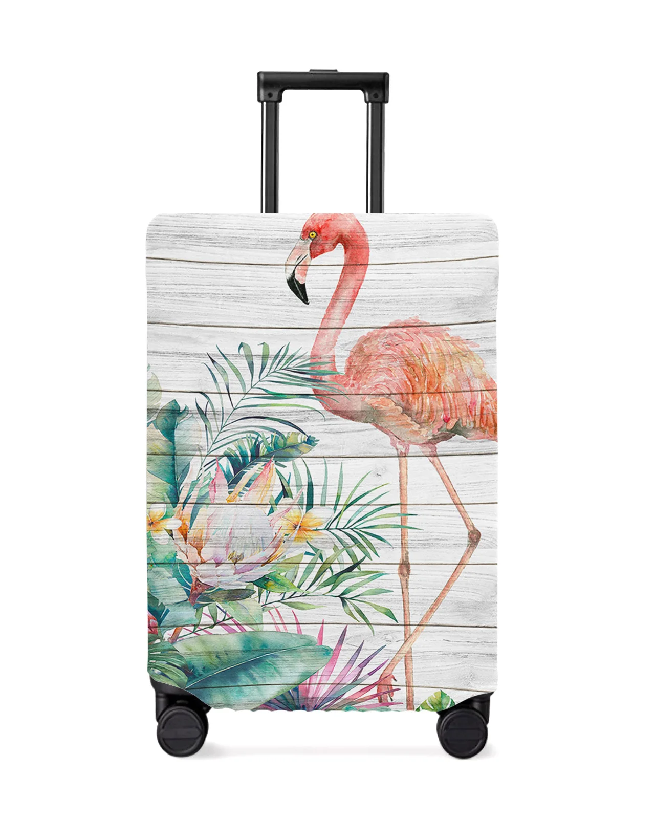 Flamingo Tropical Plant Wood Travel Luggage Protective Cover for Travel Accessories Suitcase Elastic Dust Case Protect Sleeve