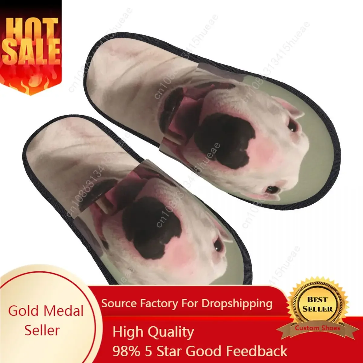 Bull Terrier Funny Dog Comfort Scuff Memory Foam Slippers Women Funny Meme Puppy Spa House Shoes