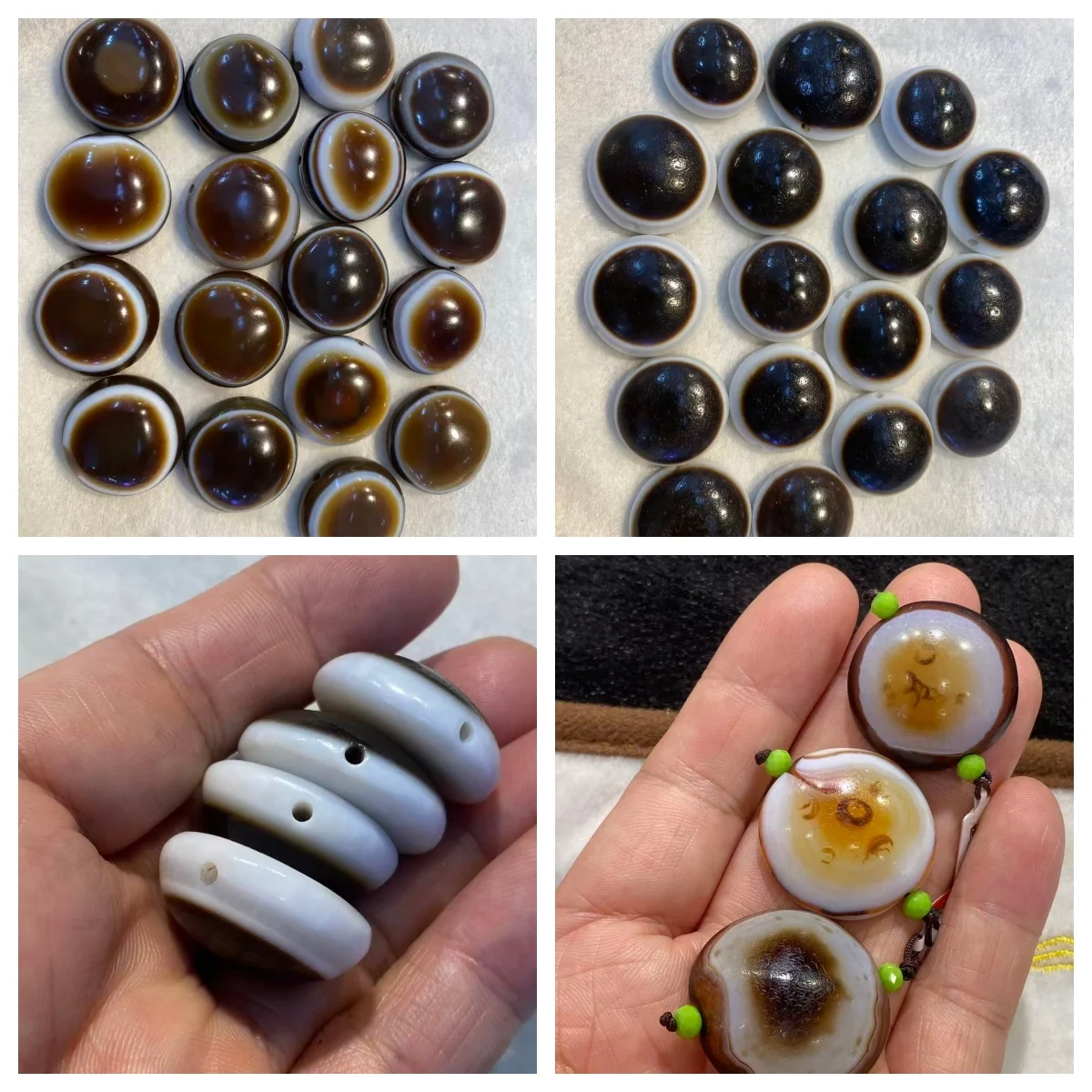 1pcs/lot 24-28mm Natural Agate Sheep Plate Beads Big Eye Pattern Weathered Patina Old-Fashioned Loose Beads DIY Bracelets
