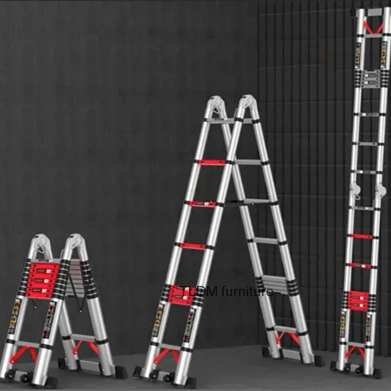 

Multifunctional Lifting Step Ladders Home Herringbone Telescopic Ladder Aluminum Alloy Portable Engineering Folding Ladders A