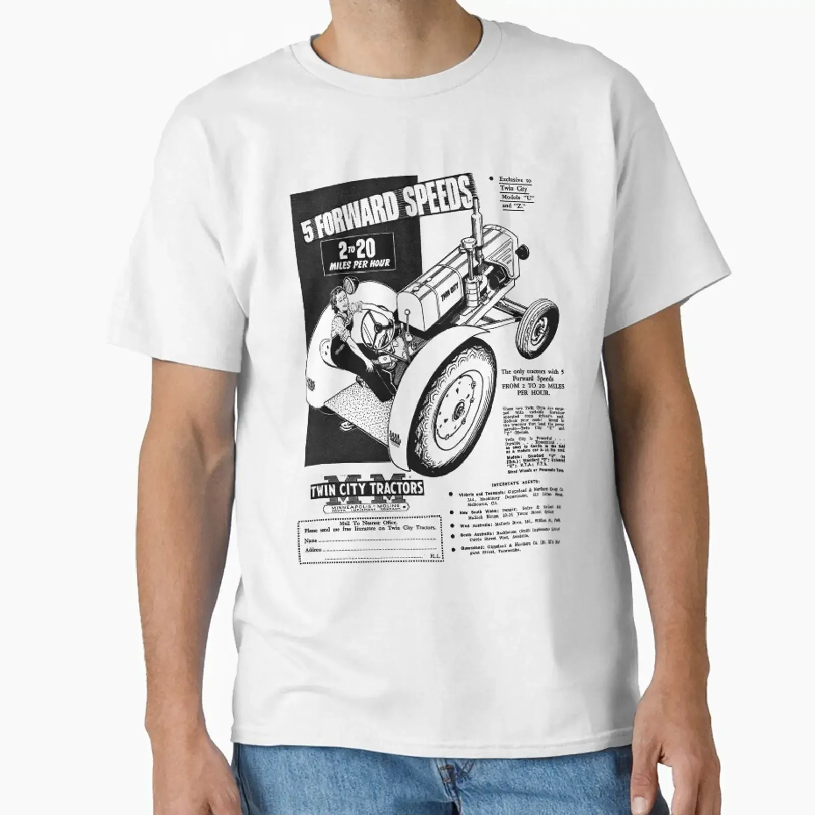 OLD TRACTOR ADVERT FARMER designed and sold by ThrowbackAds vintage Washed Top For Everyday Wear Breathable Stylish Casual