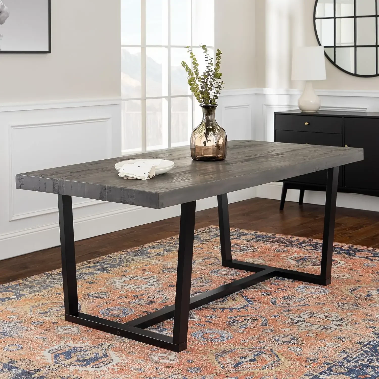 Andre Modern Solid Wood Dining Table, 72 Inch, Grey