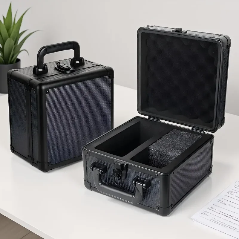 For Aluminum Alloy Combination Lock Toolbox Portable High End Card Collection Box EVA Sponge Grid Card Slot Storage Box