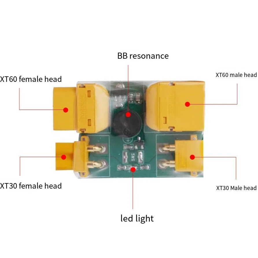 Model Aircraft XT30 XT60 Fuses Anti-Short Circuit Protector Through The Machine Installed Test Plug Horn Alarm