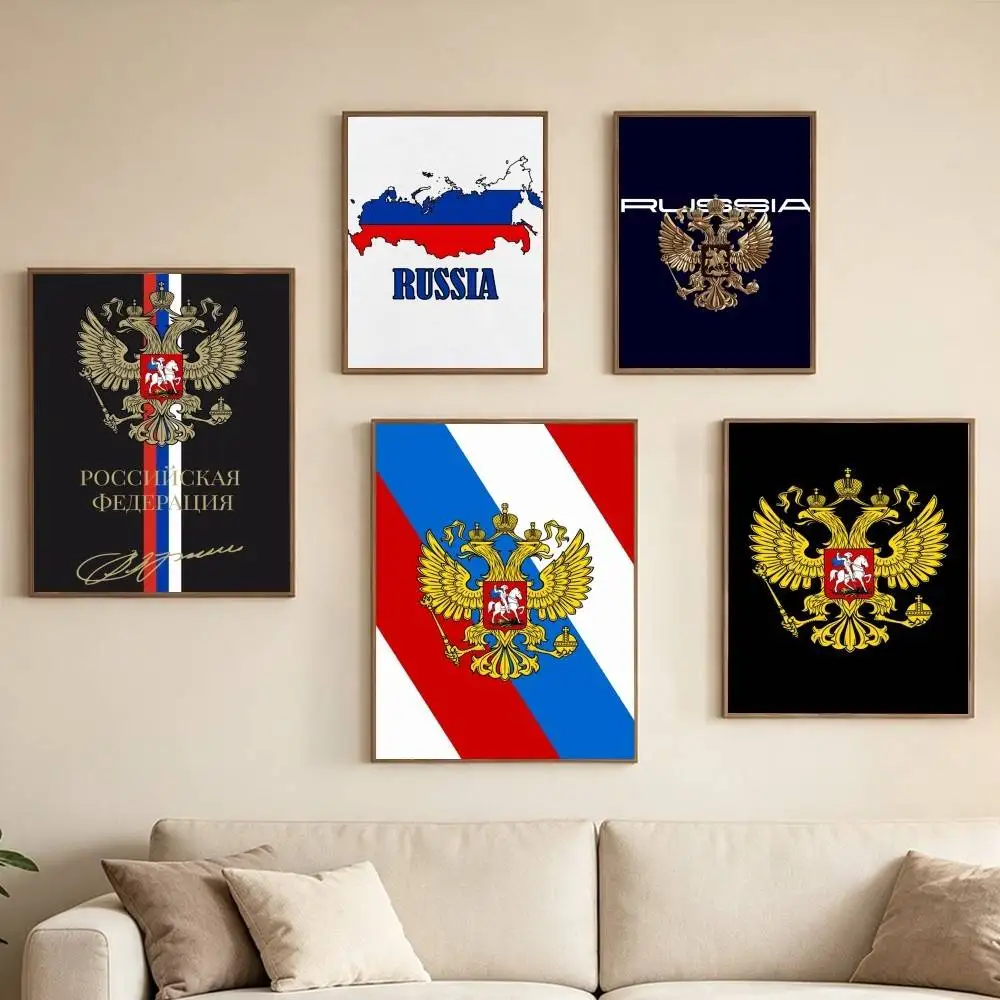 Digital Development Russia Flag Poster High Quality Dorm Living Room Aesthetic Wall Decoration Painting Stickers Gift