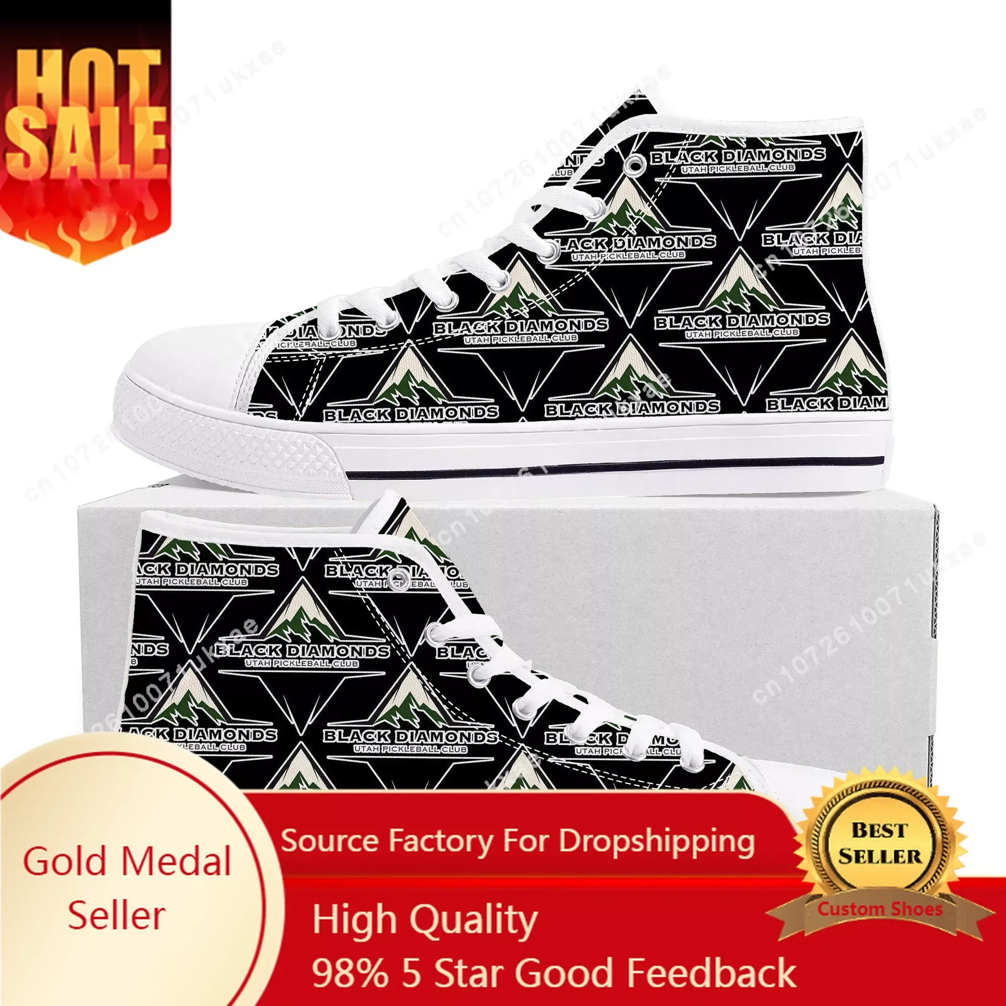 

UTAH BLACK DIAMONDS pickleball High Top Sneakers Mens Womens Teenager Canvas High Quality Sneaker Casual Custom Made Shoes DIY