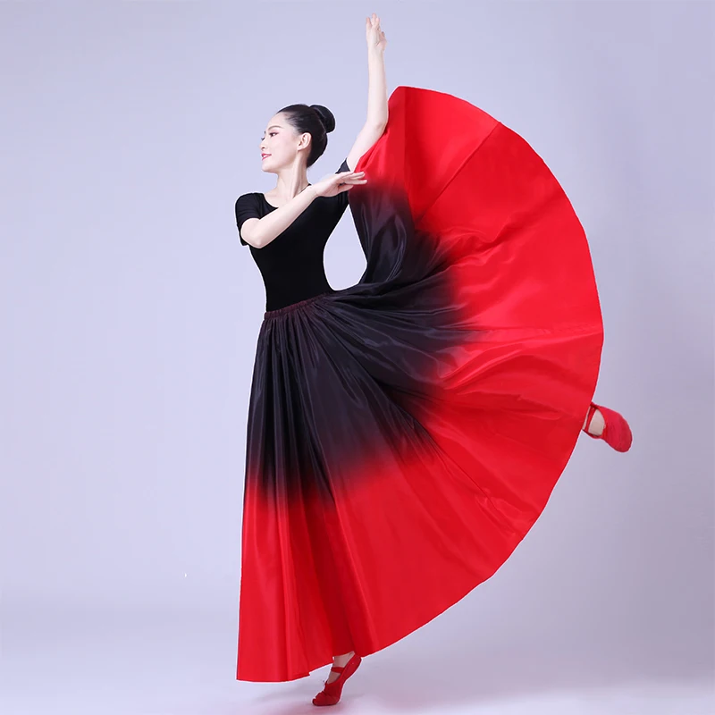 180/360/720 Degree Women Elegant Gradient Dance Skirts Classical Dance Performance Costume Big Swing Dance Practice Long Skirts