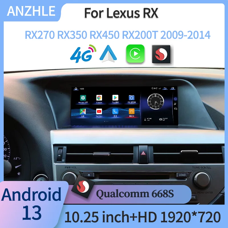 10.25Inch For Lexus RX RX270 RX350 450 Android 13 CarPlay 2009-2014 Reserved OEM Menu Car Radio Multimedia Video PlaCar OEM Menu