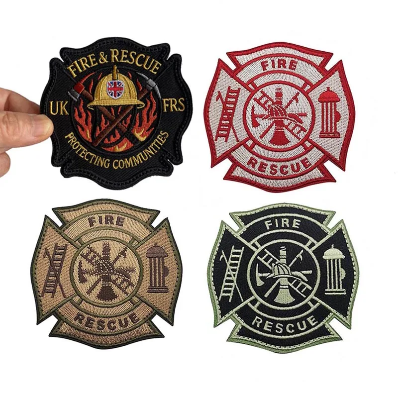 Reflective,Luminous Morale Badge Fire Fighter,Fire Rescue Emergency Department Clothes Applique Embroidery Tactical Patches