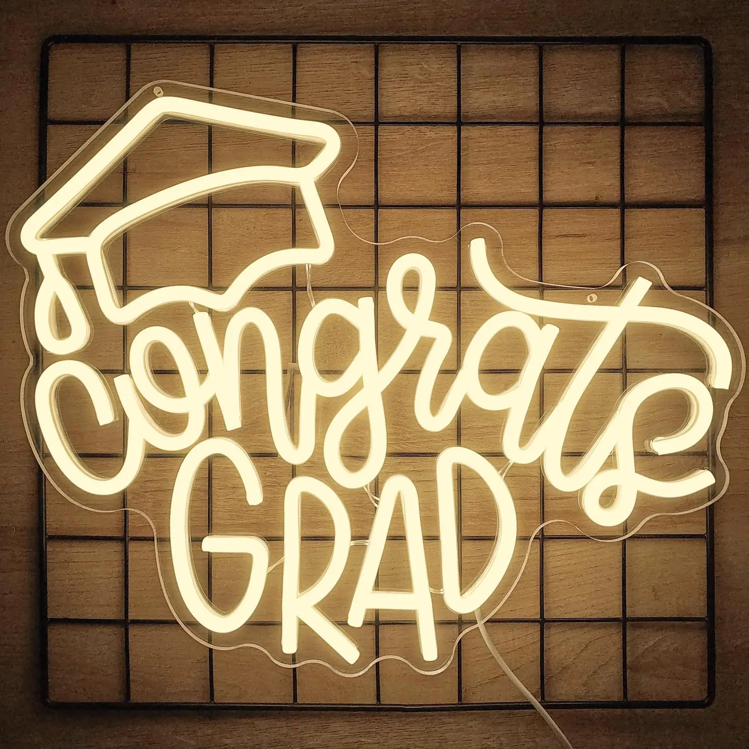 

Congrats Grad Neon Sign Graduation Cap Gap Year LED Light Wall Decor Party Class Room Party Room Dorm Backdrop Celebration Gifts