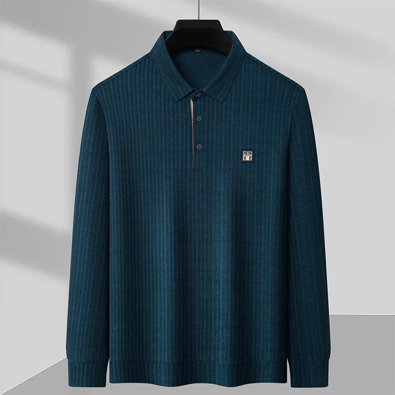 High end brand embroidered long sleeved polo shirt men's new fashion T-shirt 2023 Spring and Autumn lapel business casual top image 3