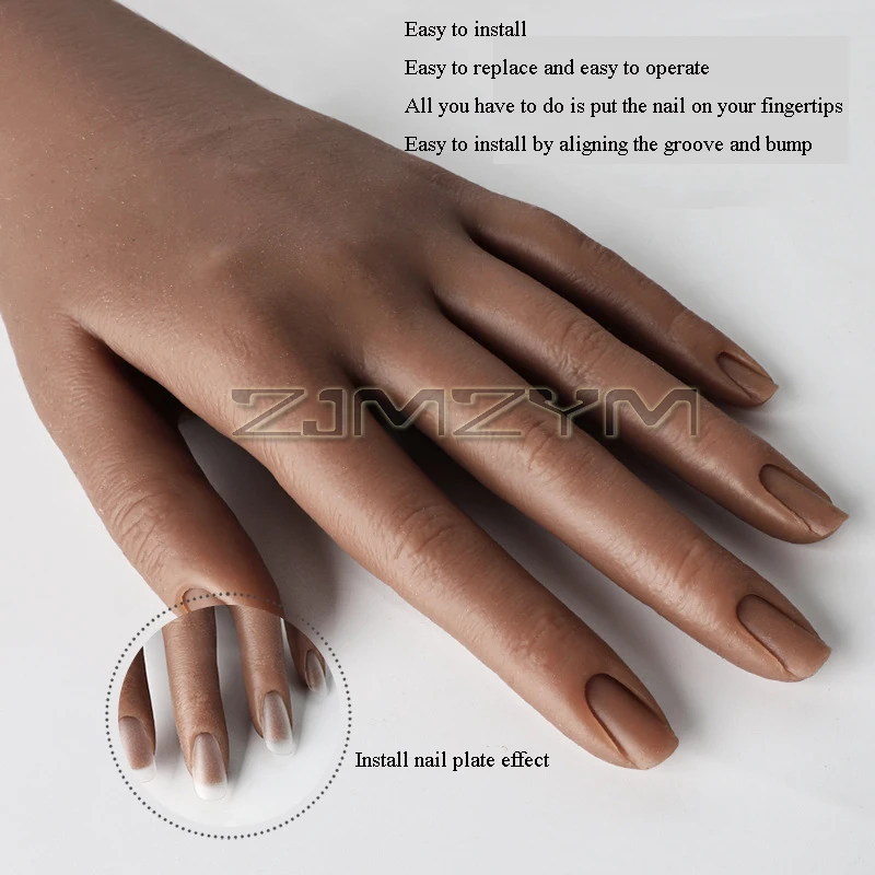 Nail Training Fake Hand Soft Silicone Practice Hand Fake With Flexible Finger Adjustment Display Nail Art Manicure Teaching Hand