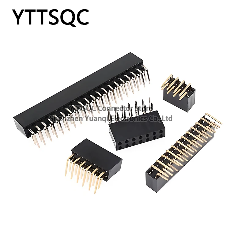 10pcs 2.54mm Female Header Right Angle 90D PCB Female Pin PH8.5mm double row 2X2/3/4/5/6/7/8/9/10/20/25/30/40P Gold-plated