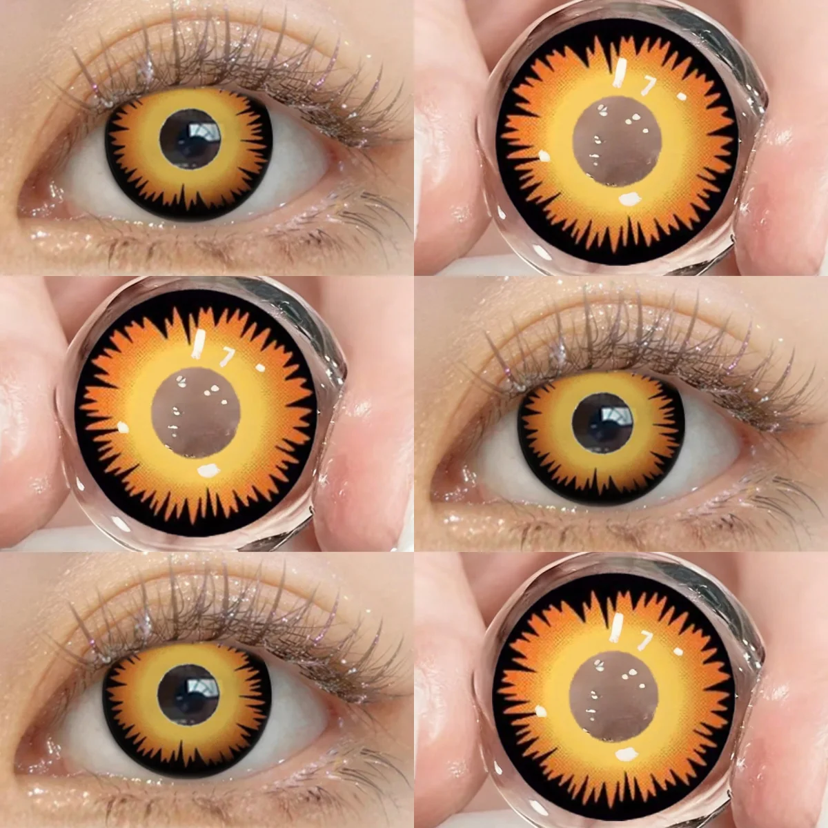 VISUASHOW Halbjährliche gelbe Myopie-Farbkontaktlinsen mit Sehstärke, Halloween-Farbkontaktlinsen, Drachenaugen-Make-up, weiche Linse – Detail 4
