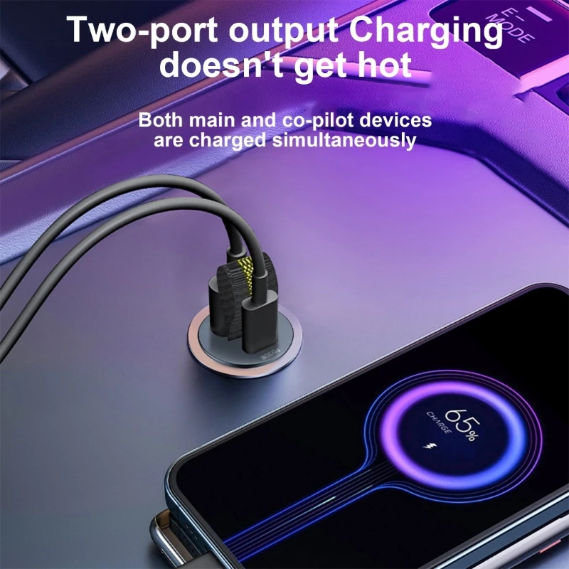 Powerful Car QC3.0 PD30W Cigarettes USB C Car Charging Adapters Quick Power Delivery Multiple Protect T3EF