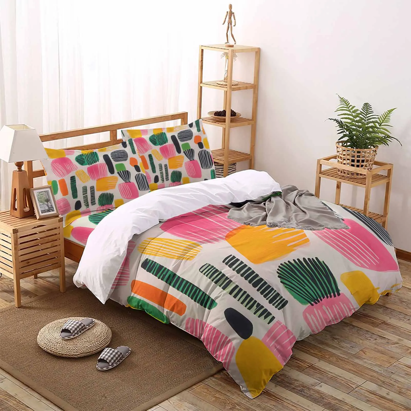 

Modernism Abstract Color Block Comfortable Household Goods Bedroom Bed Luxury Duvet Cover 2/3/4 Pieces