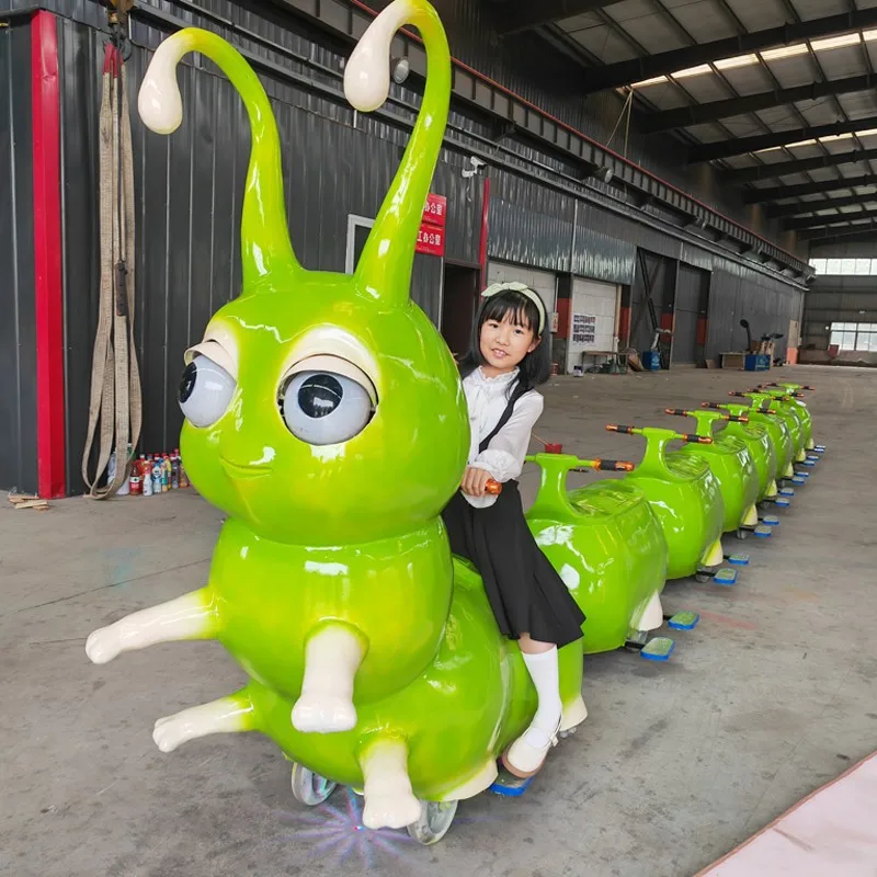 Outdoor Square Amusement Train Caterpillar Sightseeing Amusement Children Ride Amusement Luminous Car