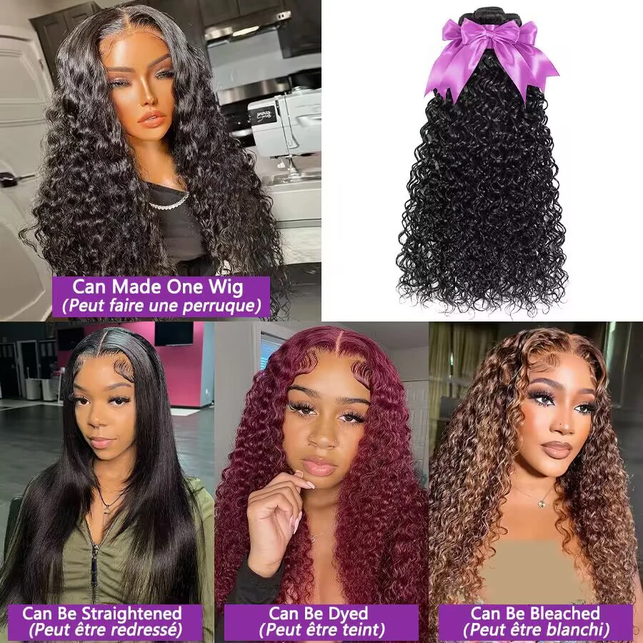 Curly Human Hair Bundles Human Hair Extensions for Women Brazilian Raw Hair Bundles 24 26 28 inch 10A Top Quality Thick Hair