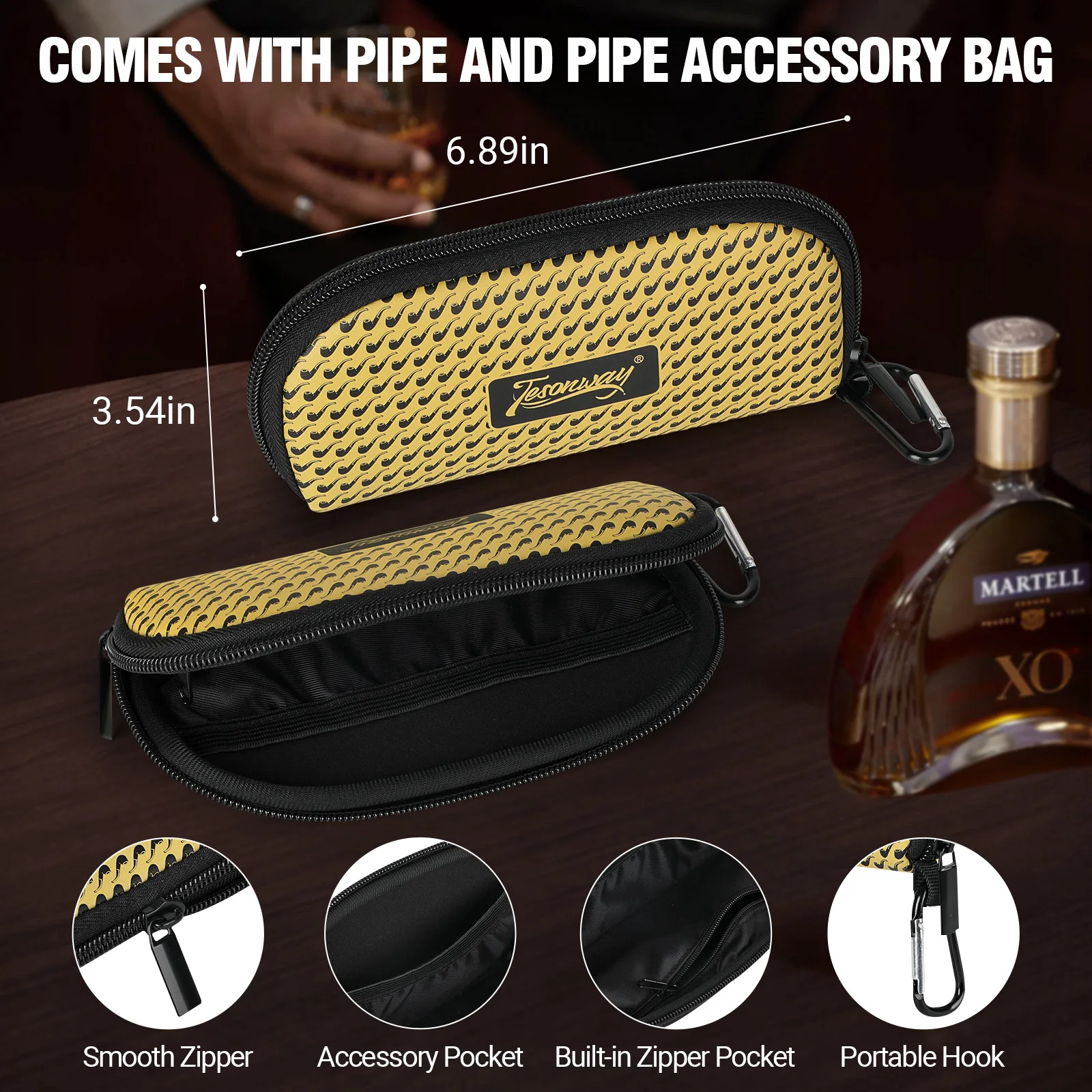 Tesonway Smoking Pipe Set, Resin Pipe with Pipe Pouch, Smoking Accessories, Beginner Pipe Kit