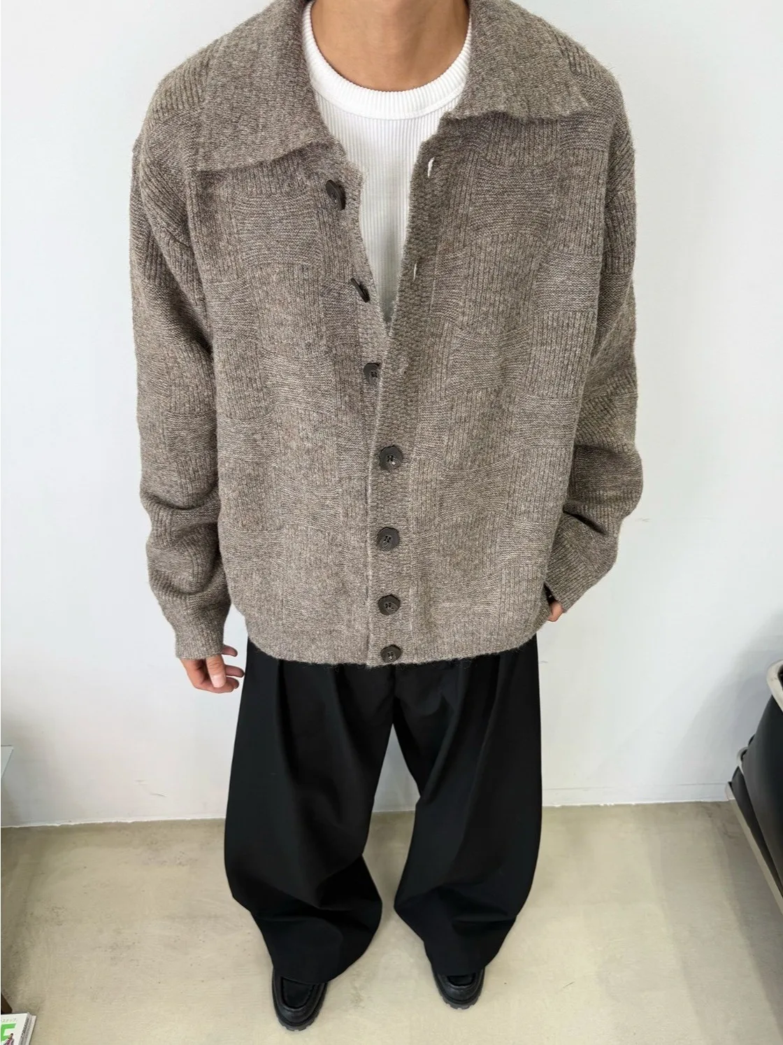 

Retro American Lazy Match Long Sve Turn-down Collar Knitted Open Cardigan Autumn Winter Simple Match Sweater Jaet ex...