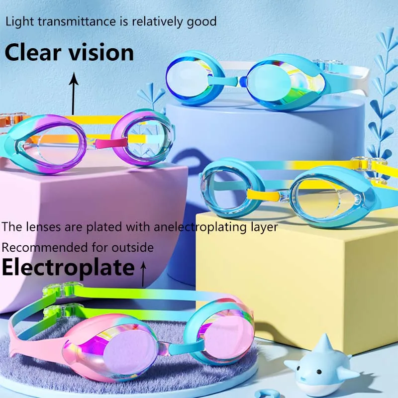 子供と女の子のための防曇スイミングゴーグル,防水HDビュー,男の子と女の子のための安全な防煙レンズ