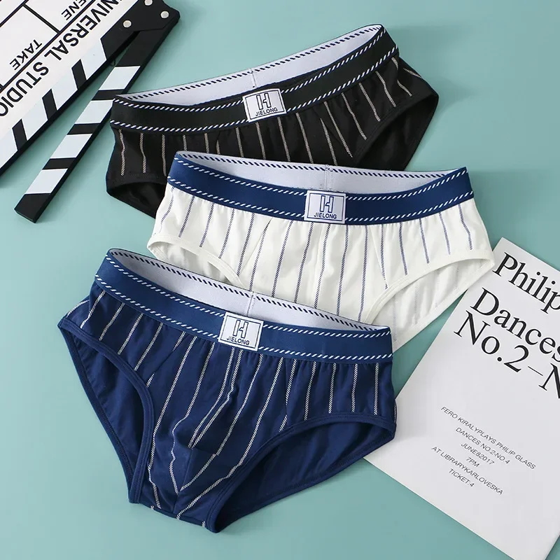 3pcs Men's Cotton Underwear Breathable Classic Briefs Comfortable Sexy Panties Casual Underpants for Men