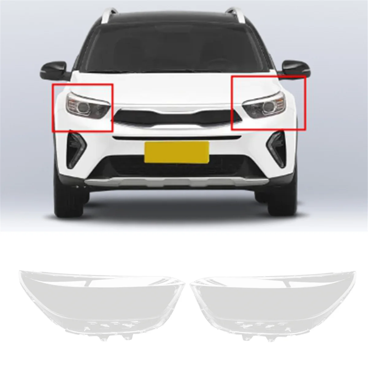 Car Left Side Headlight Lens Cover for KIA KX1 2019-2021 Head Light Shade Shell Car Accessories