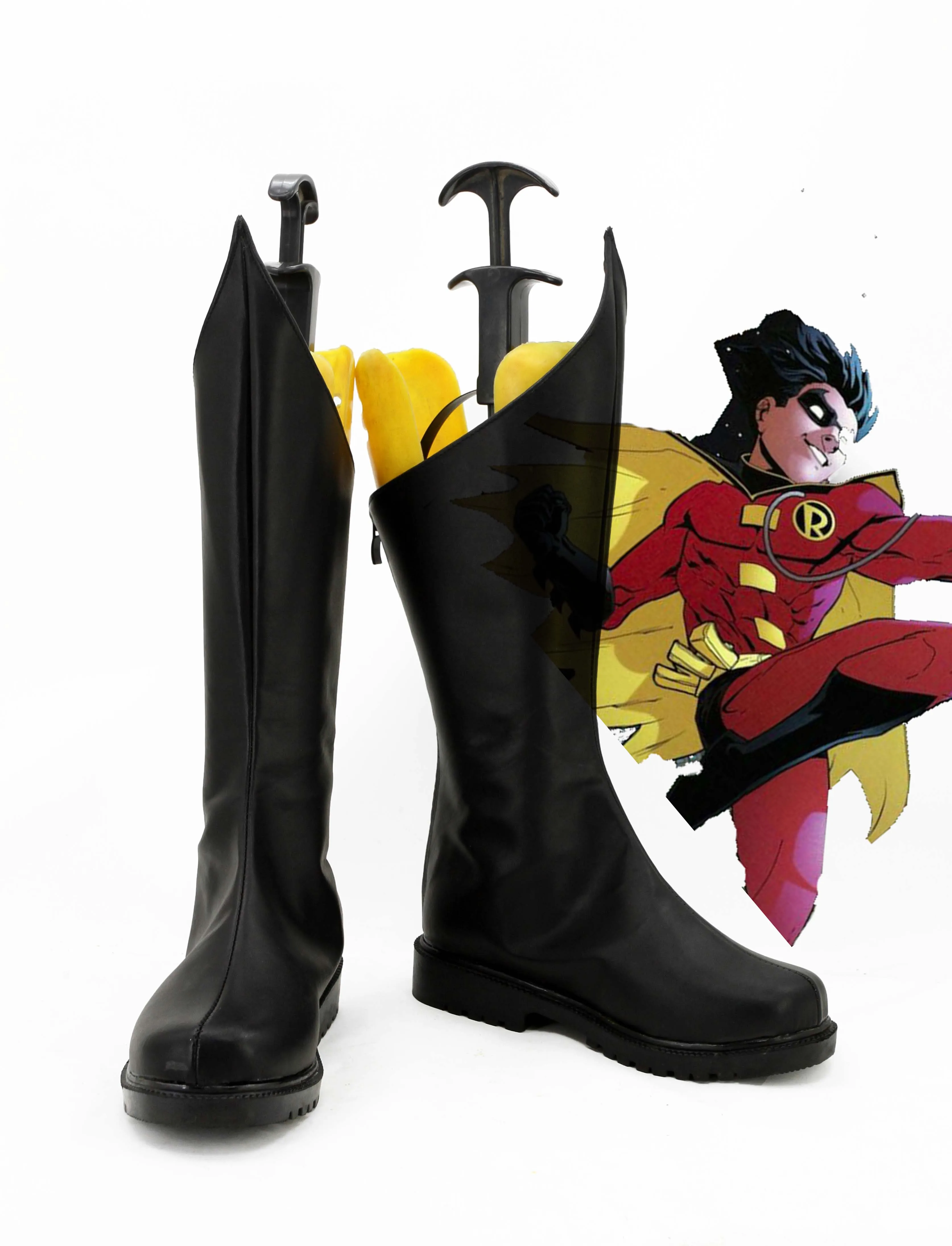 Super-herói vermelho Robin Tim Drake Stephanie marrom cosplay sapatos botas