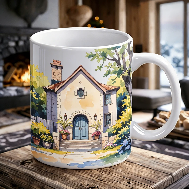 

Fashion Mug Coffee Cup Cottage Garden Serenity A Watercolor Haven