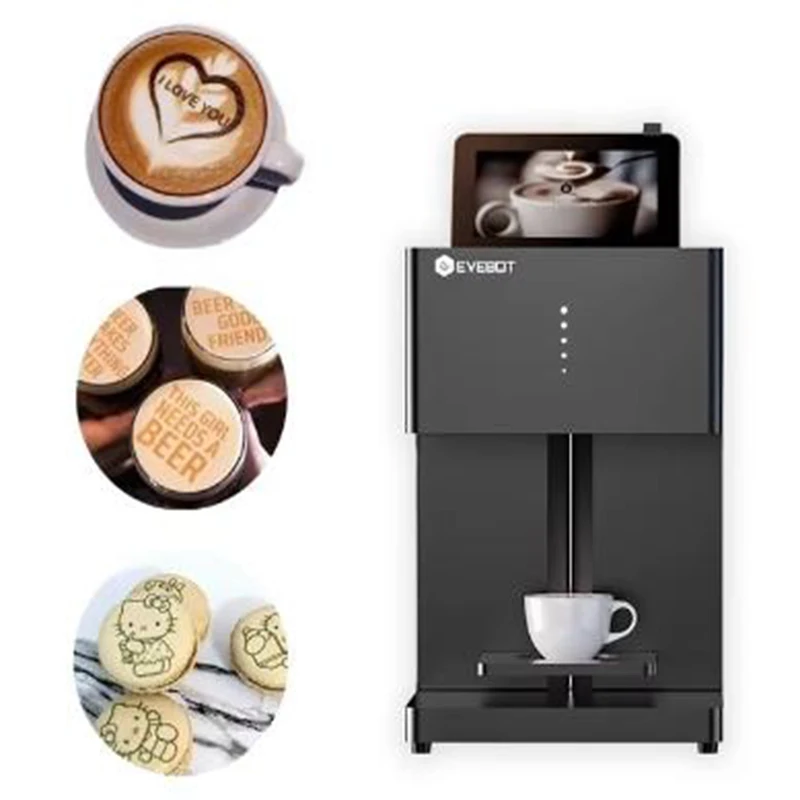 Evebot-Impressora Automática Coffee Art, 3D Máquina Latte, Impressora de Grau Alimentício para Bolos, Biscoitos, Cappuccinos