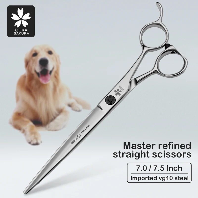 Master Level Pet Beauty Finishing Direct Shear 7.0 7.5 Inch Grooming Scissors Imported VG10 Material for Professional Pet Shops